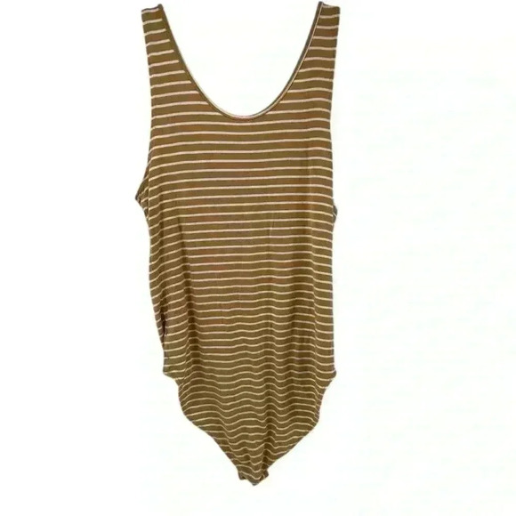 American Eagle Women's Striped yellow/gold and white Bodysuit Multicolor Size M - Picture 5 of 8